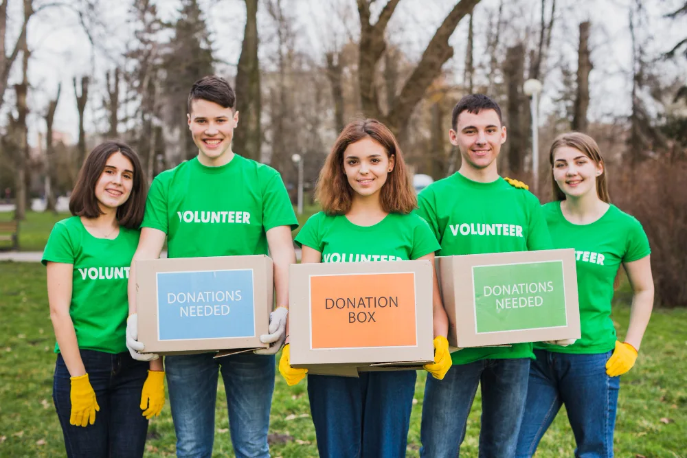 Volunteers helping community